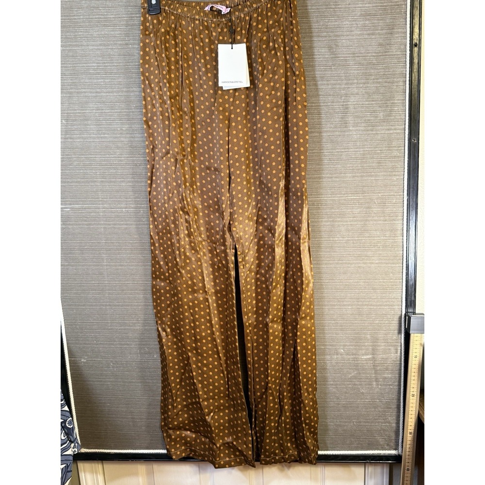 Hansen & Gretel NWT Alida Pants Women's Brown And Orange Polka Dot Wide Leg